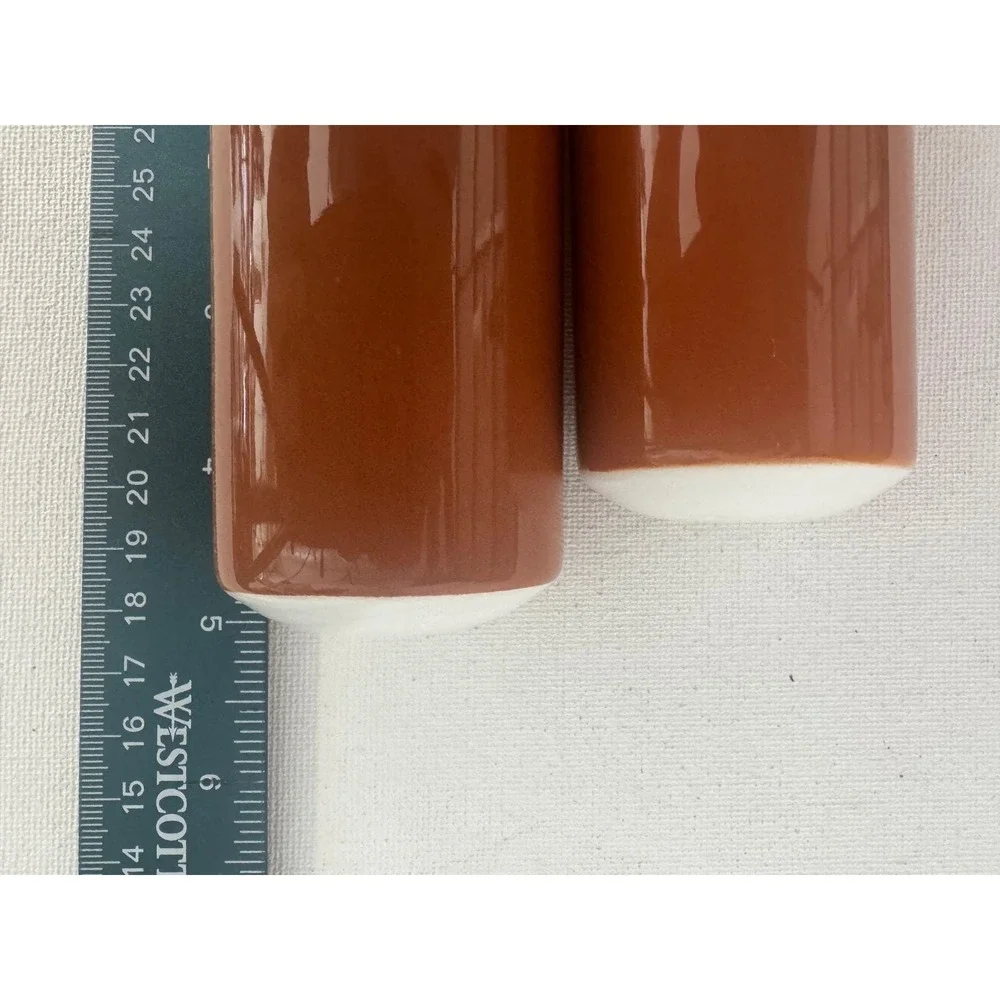 Harmony House Salt and Pepper Shakers Ceramic Cylindrical Orange Made in Japan